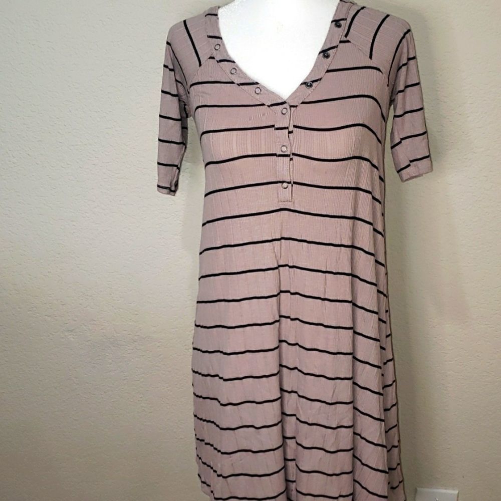 Billabong black and tan striped dress sz S